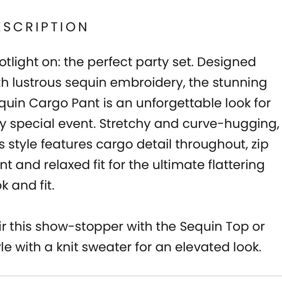 Noli sequin cargo pants- size 4 *Sold Out* - Picture 5 of 6